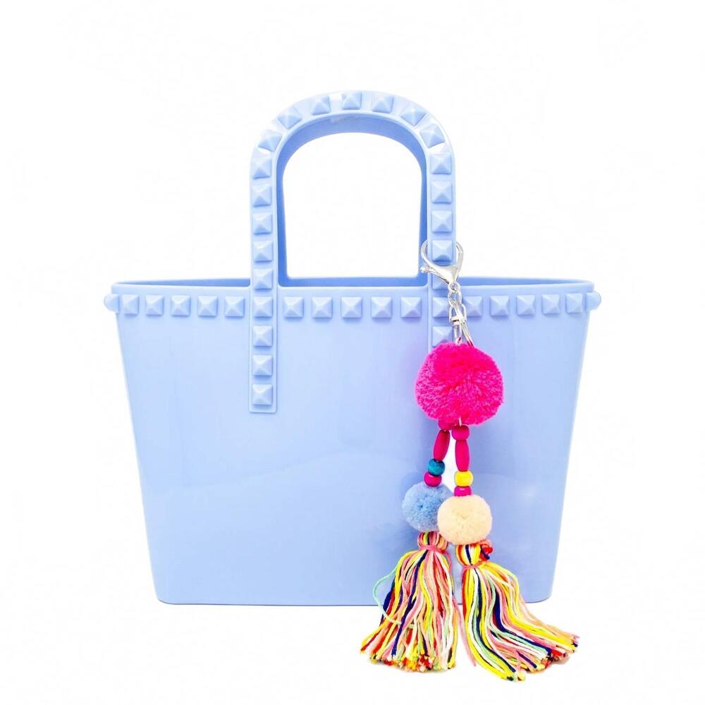 NEW ZOMI GEMS + TINY TREATS jelly stud tote bag in baby blue